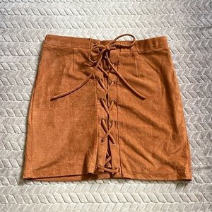 Windsor Faux Suede Lace Up Skirt